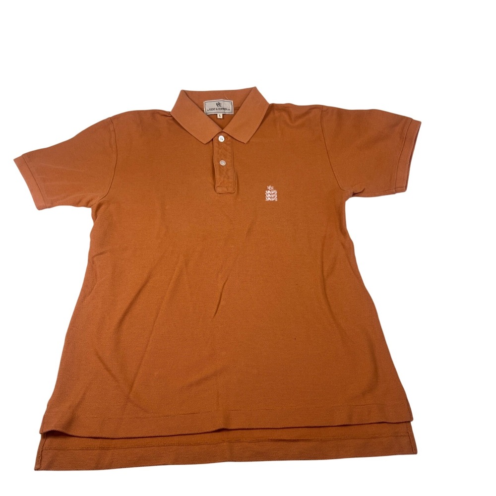 Kent & Curwen Mens Short Sleeve Pique Polo Shirt Burnt Orange Large